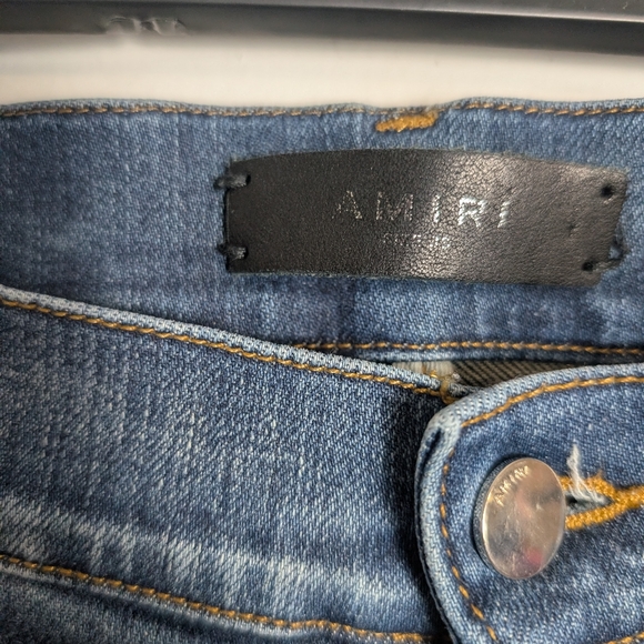 Amiri Skinny Jeans Button Fly Med Wash Distressed Sz 38 - Picture 2 of 13
